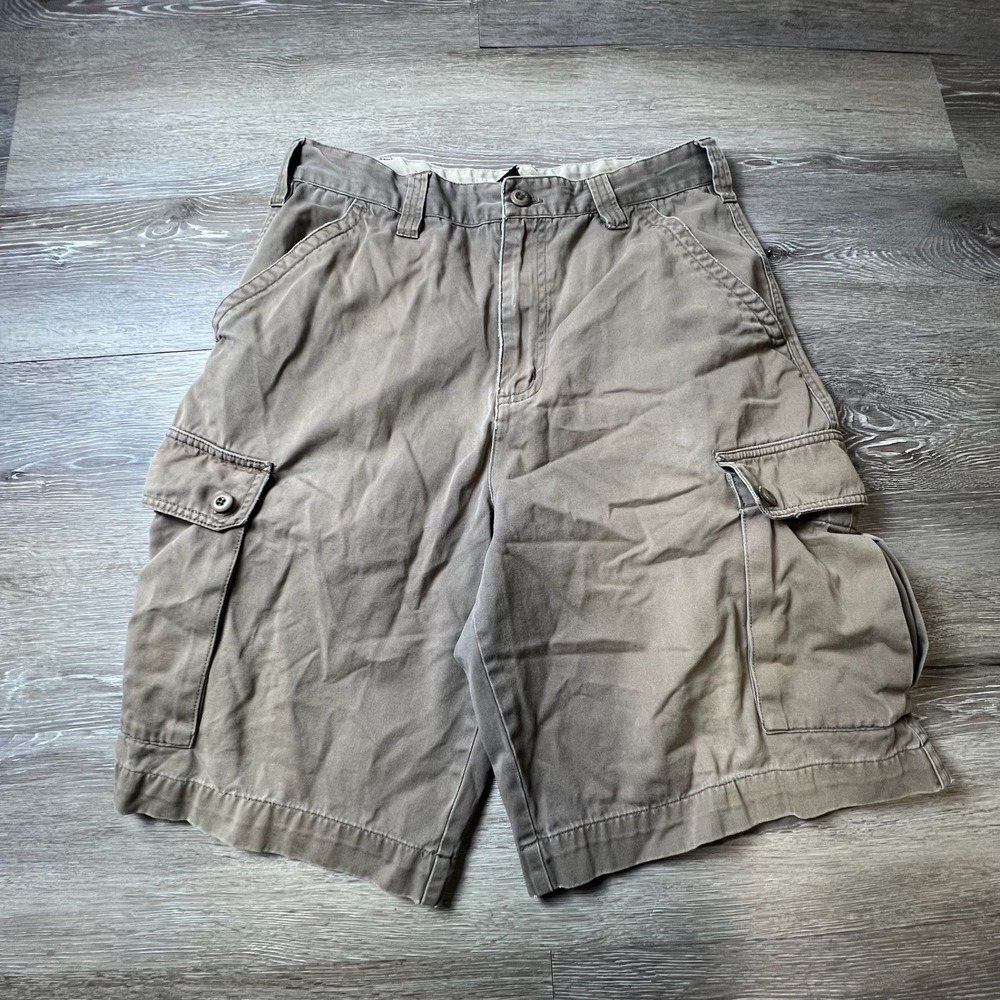 Arizona Cargo Shorts Mens 33‎ Brown Cotton Twill Utility Pockets Gorpcore Casual
